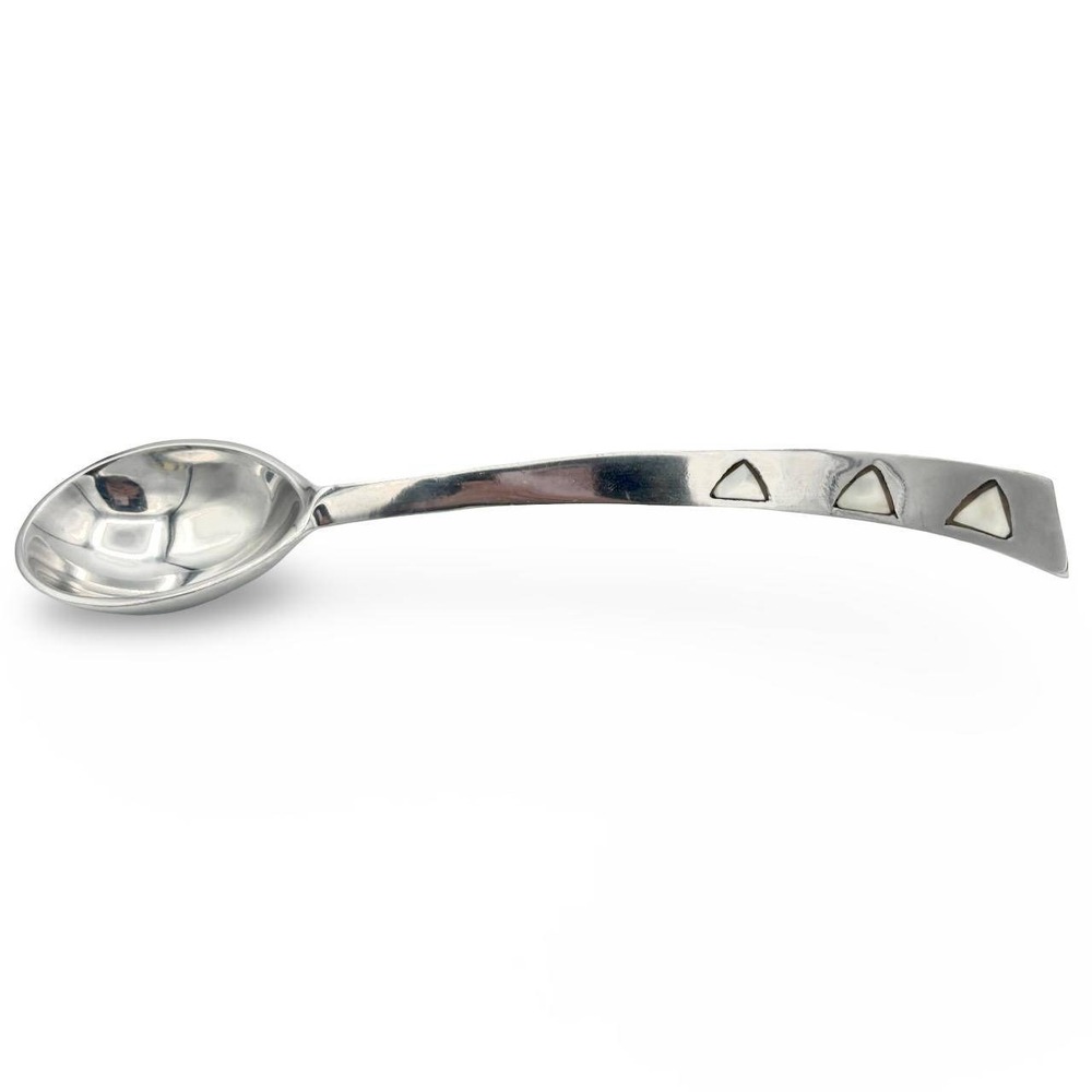 Towle Silversmiths Mother of Pearl Inlay Aluminum Salad Serving Spoon Silver MCM